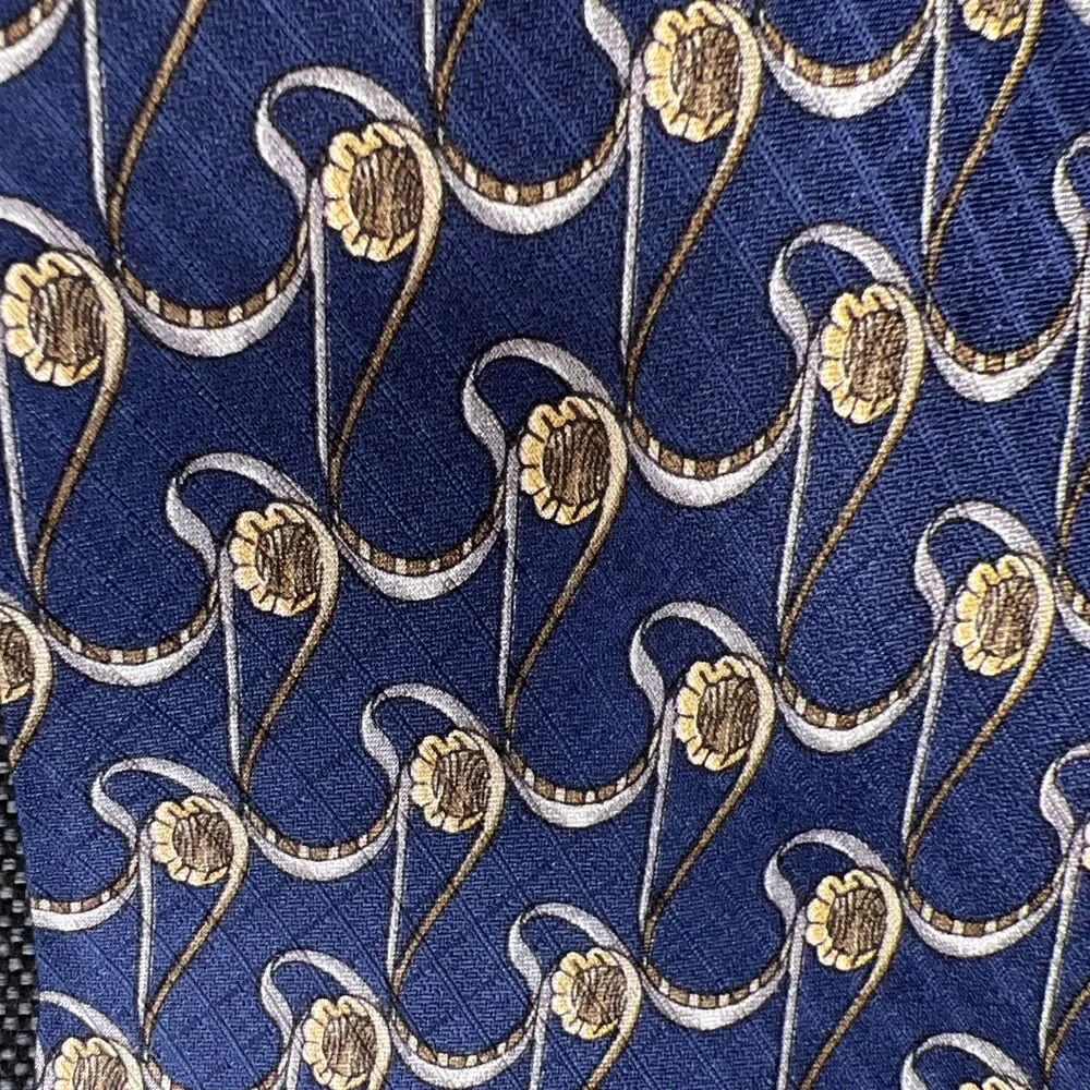 Vintage Valentino Cravatte 100% Silk Neck Tie Made in Italy Blue Gold